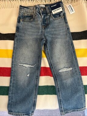 Old Navy Boys Straight Leg Distressed Blue Jeans